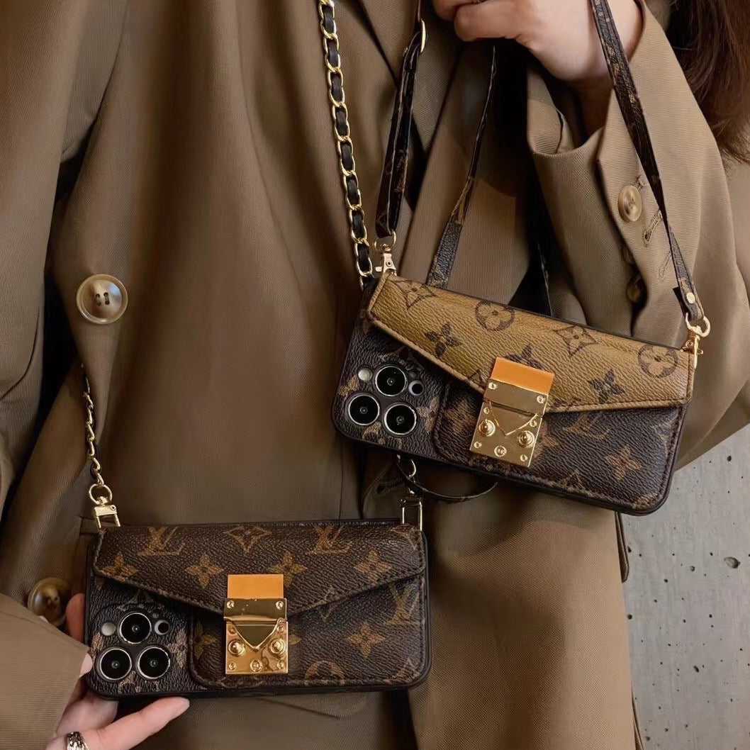 Luxury Louis Vuitton IPhone Case With Card Holder And Chain