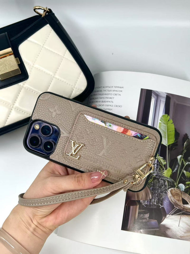 Inspired LV IPhone Case With Card Holder