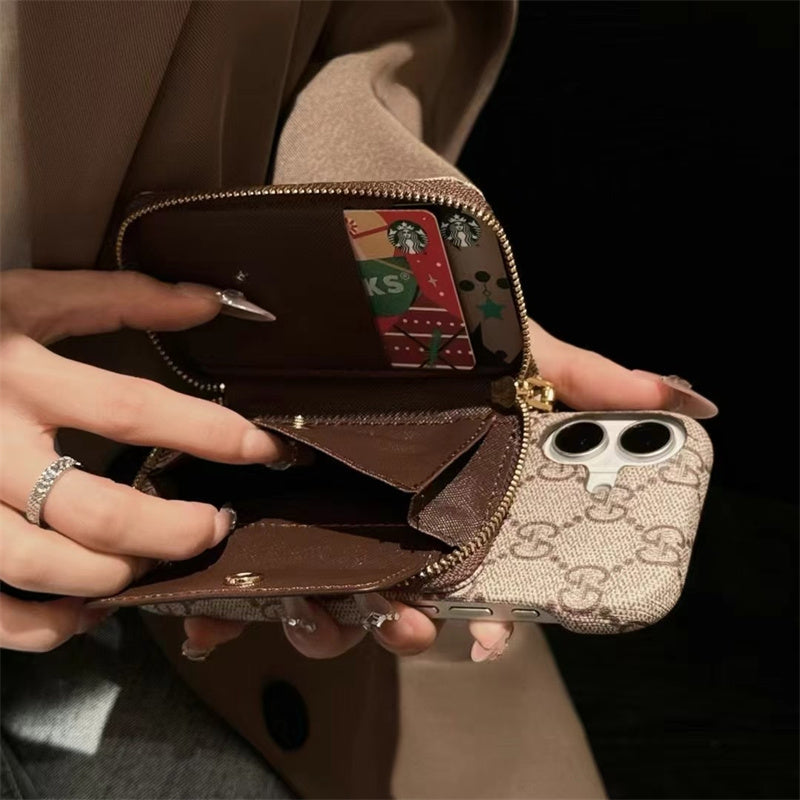 Monogram LV Leather iPhone Case with Card Holder