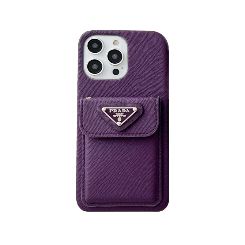 Lux leather Prada iPhone case With Card Holder