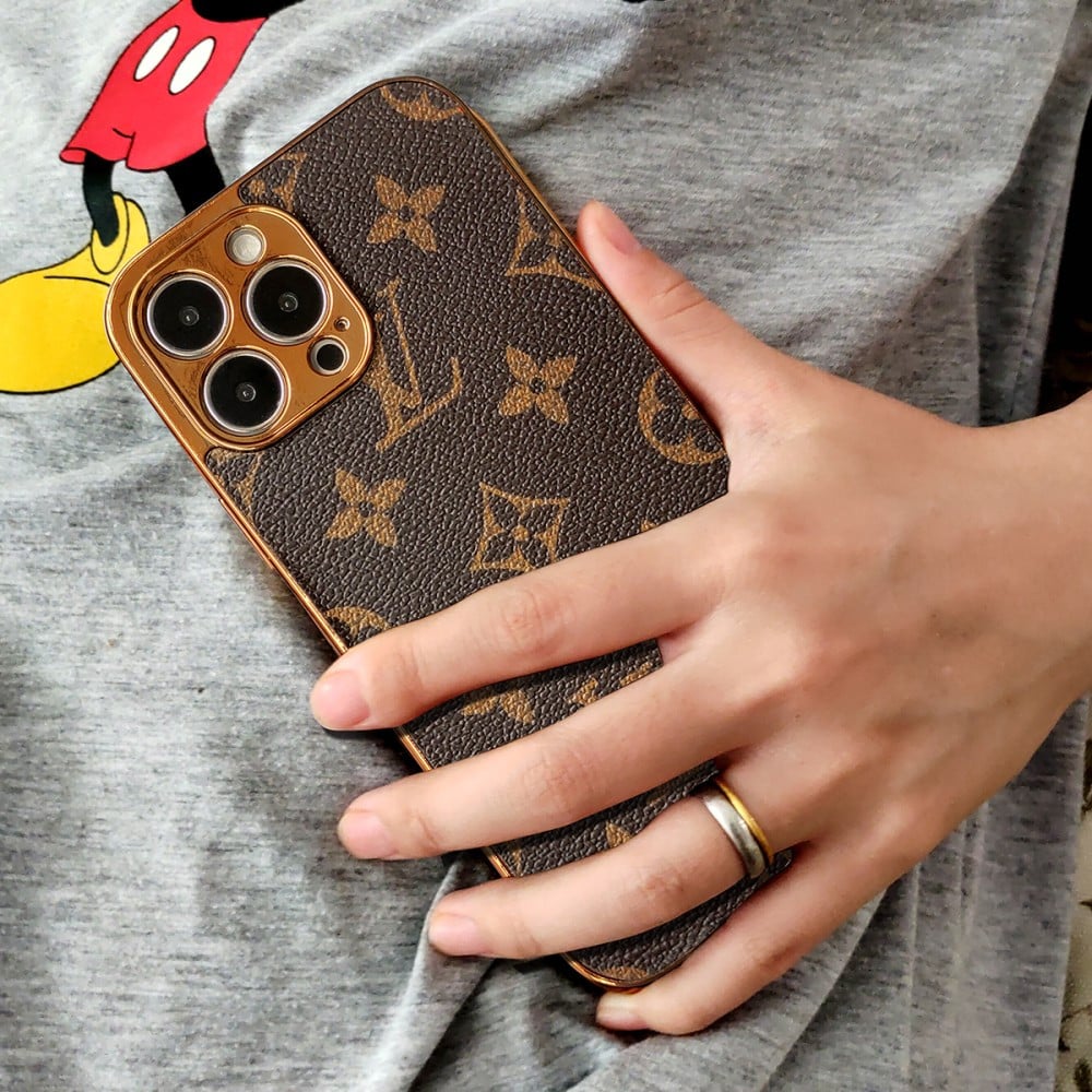 LUXURY LV IPHONE CASE WITH GOLDEN BORDER