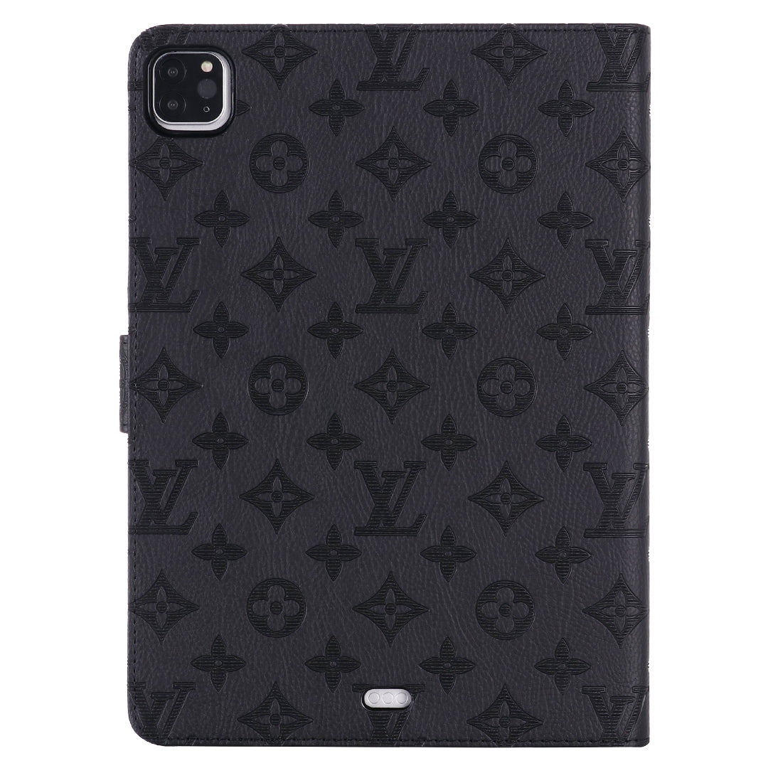 Designer 3D Embossed Canvas Monogram Holster Apple iPad Flip Cover With Stand Function Inspired