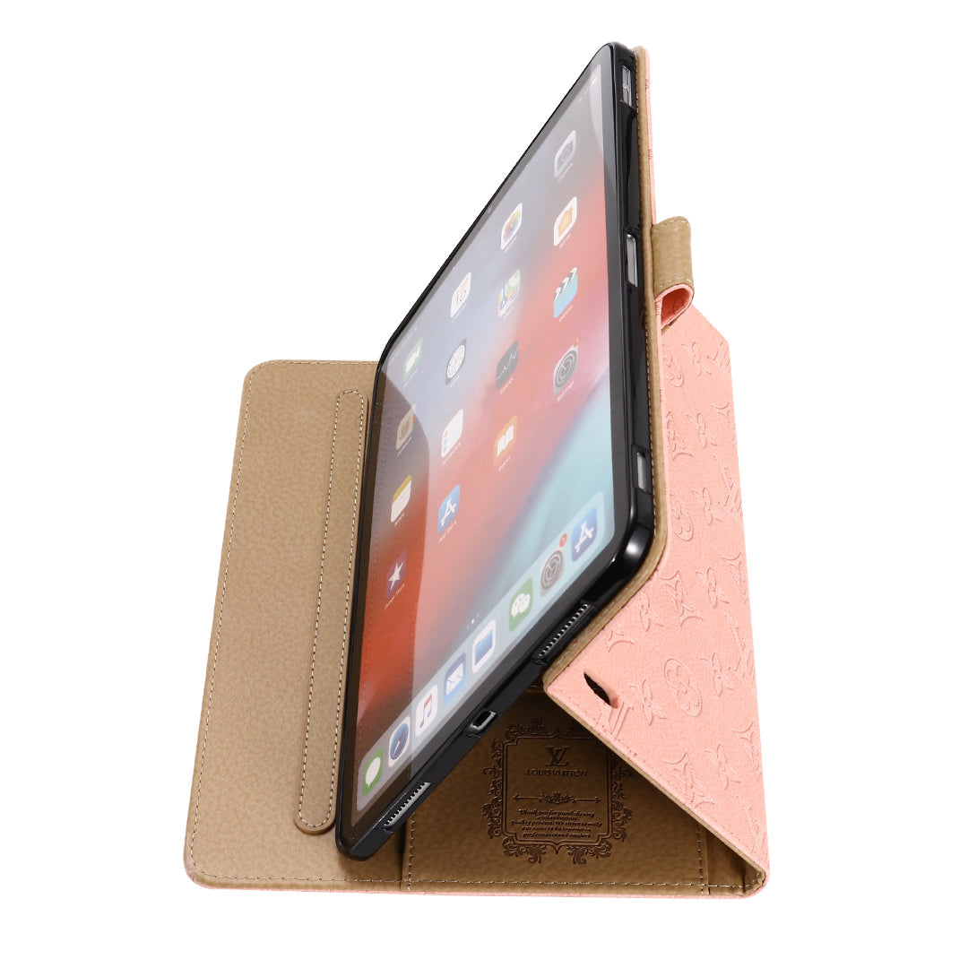 Designer 3D Embossed Canvas Monogram Holster Apple iPad Flip Cover With Stand Function Inspired