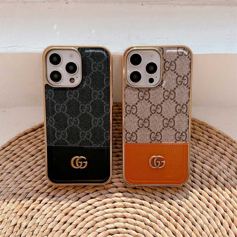 Inspired LV Case Monogram Leather For iPhone