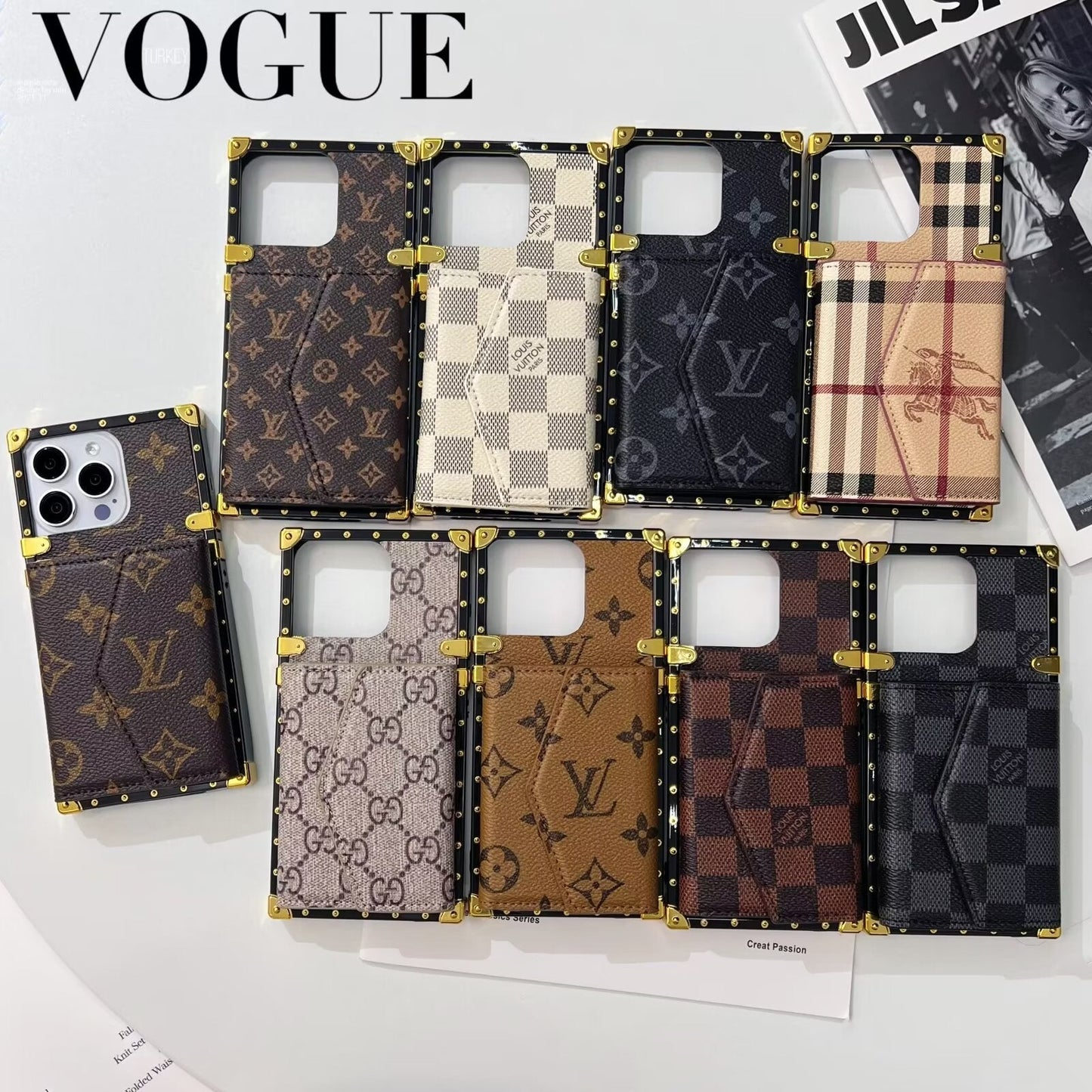 LV LEATHER MONOGRAM IPHONE CASE WITH CARD HOLDER