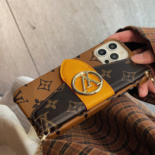 Luxury Louis Vuitton IPhone Case With Card Holder And Chain