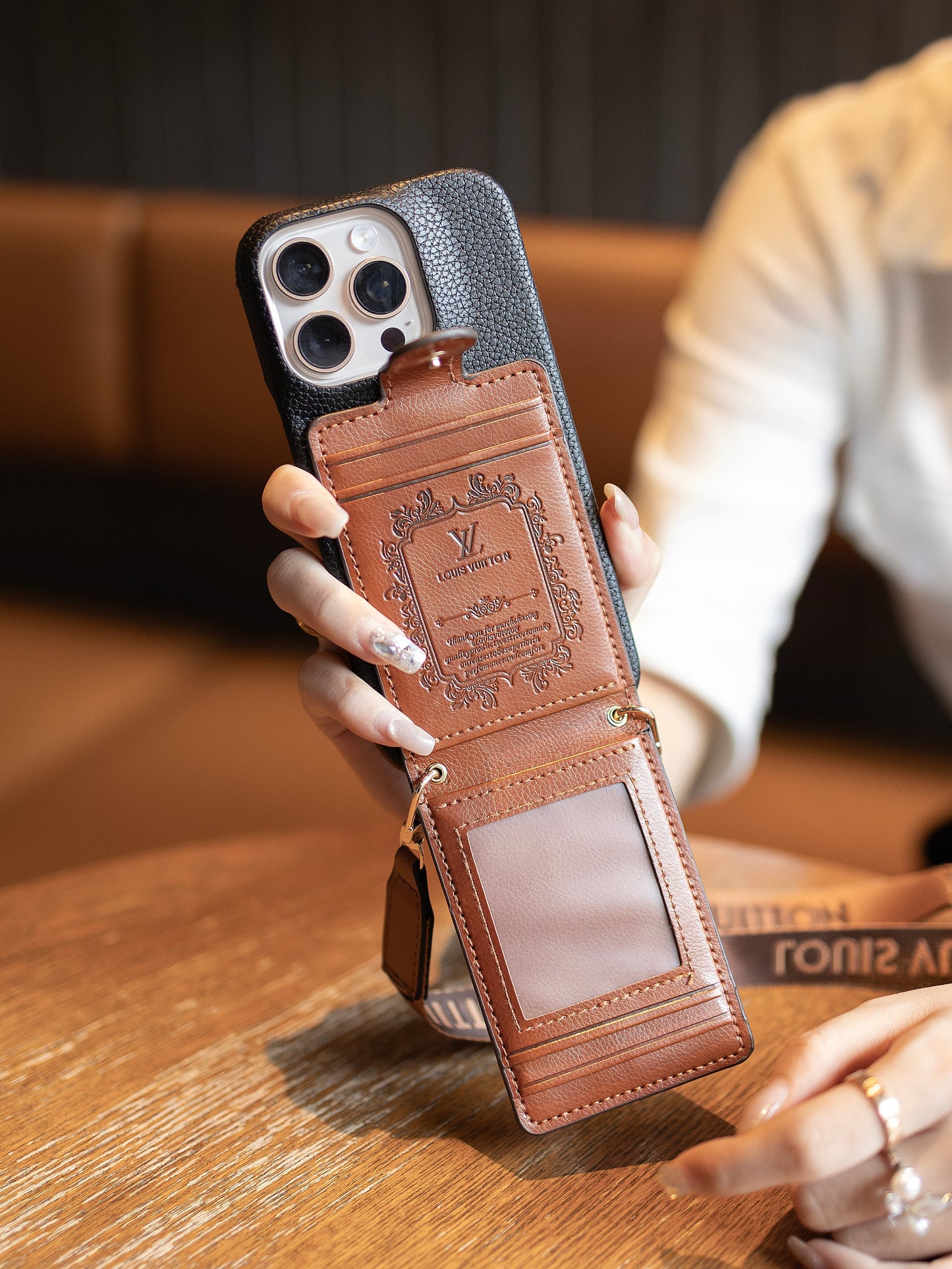 Designer 2025new arrivalAdvanced leather iPhone Case With Card Wallet And Strap Inspired