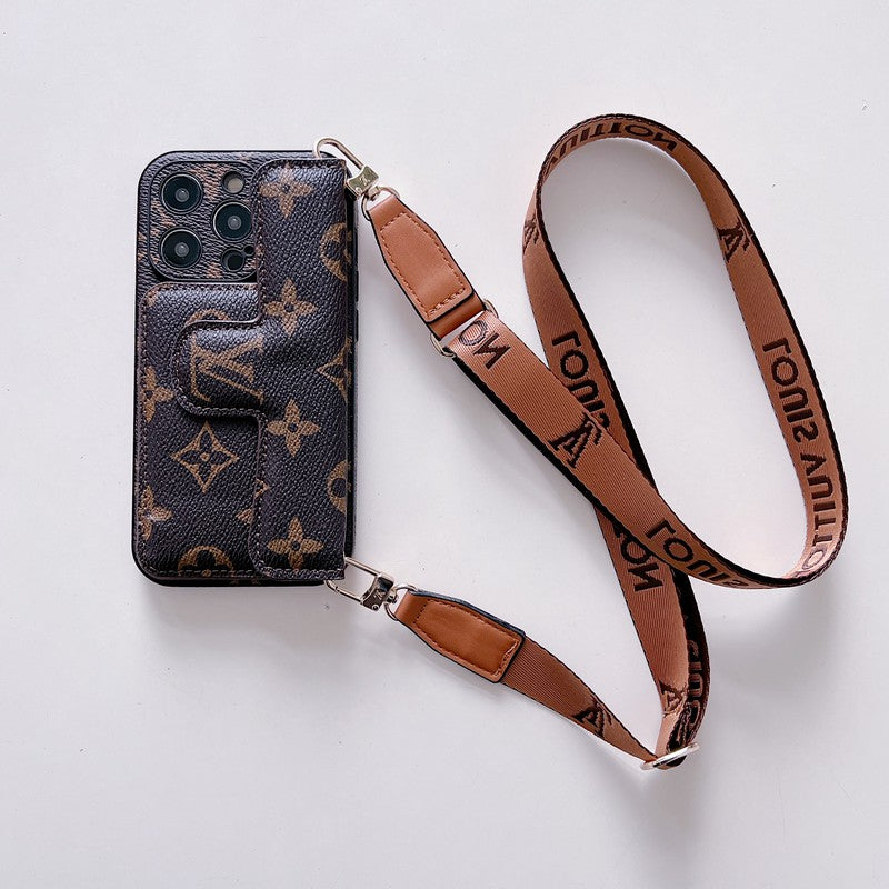 Luxury LV Card Holder Crossbody iPhone Case