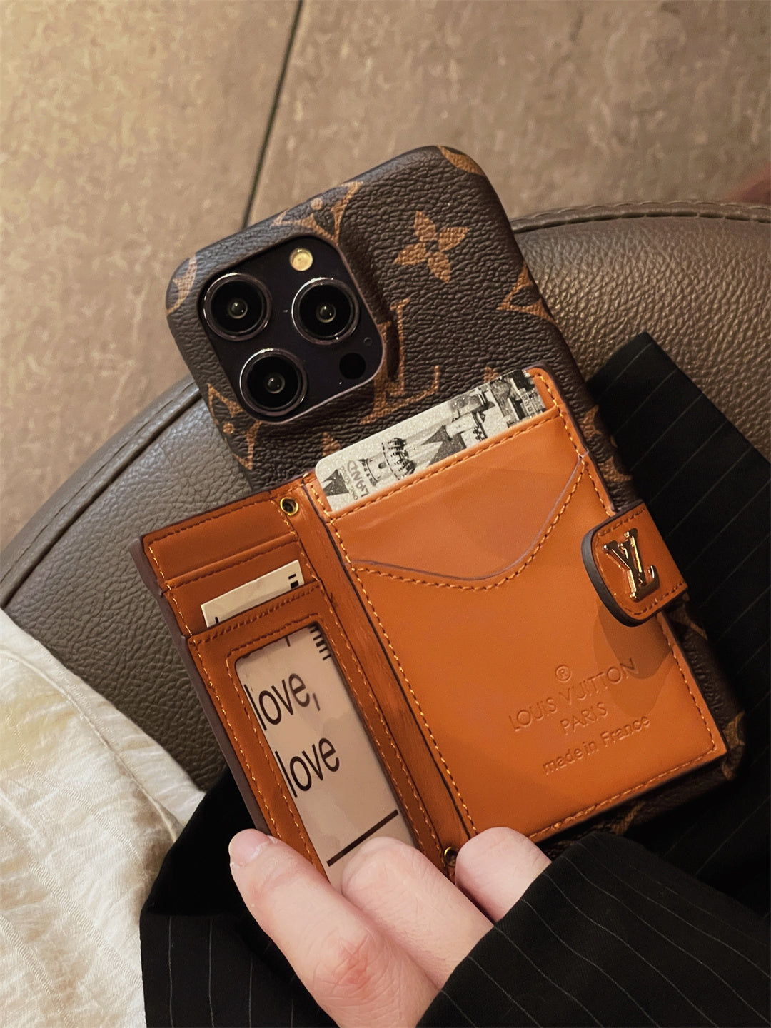 Canvas Louis Vuitton Crossbody iPhone Case With Card Holder