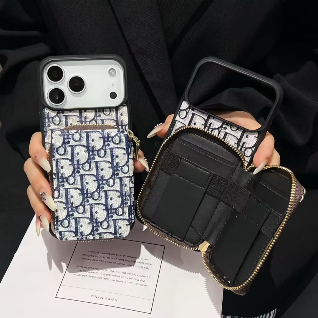 Dior Luxury iPhone Case Card Slot For iPhone 17 / 16 / 15 / 14