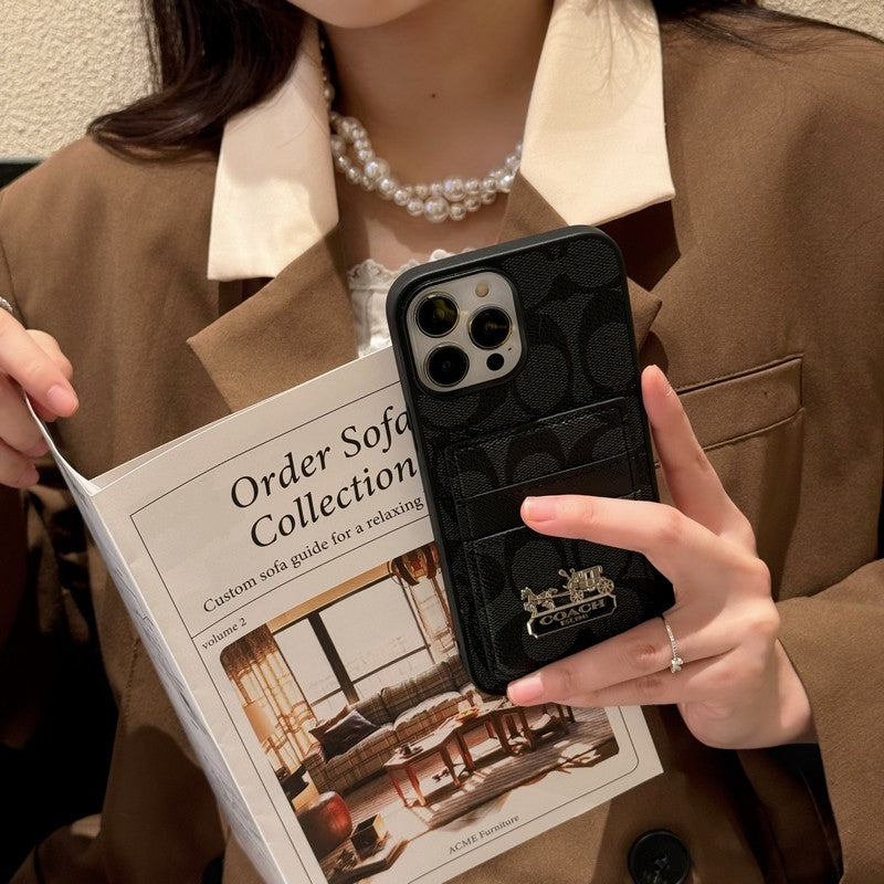 Lux Coach Card Bag Leather iPhone Case Inspired