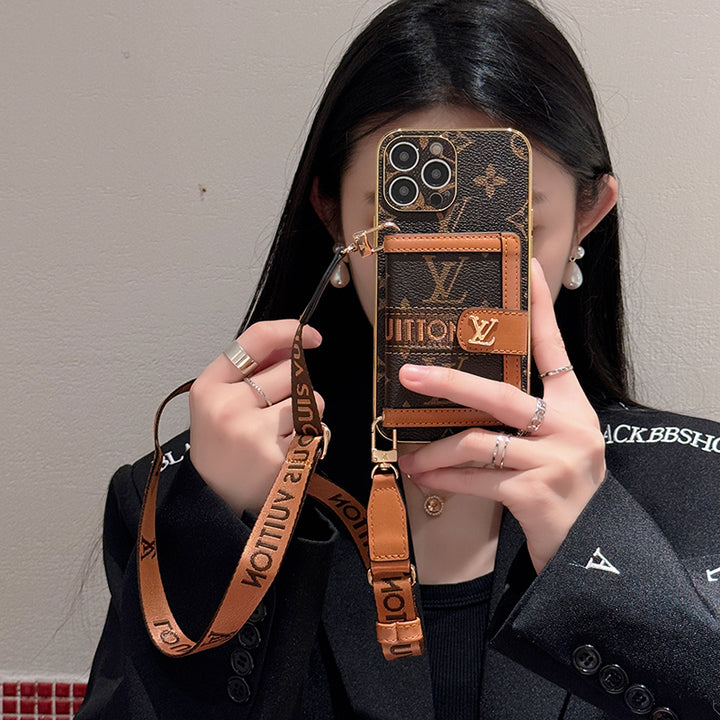 Luxury  LV CASE WITH CHAIN FOR IPHONE 16 15 14