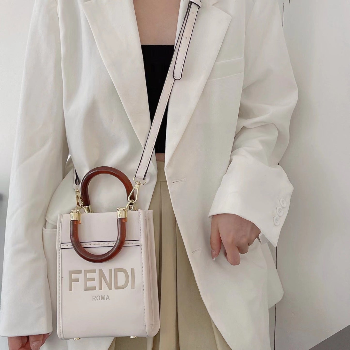 Designer Fendi Tote Bag With Crossbody Strap Inspired