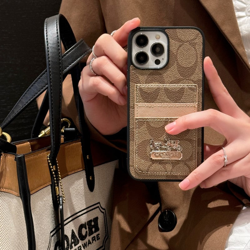 Lux Coach Card Bag Leather iPhone Case Inspired