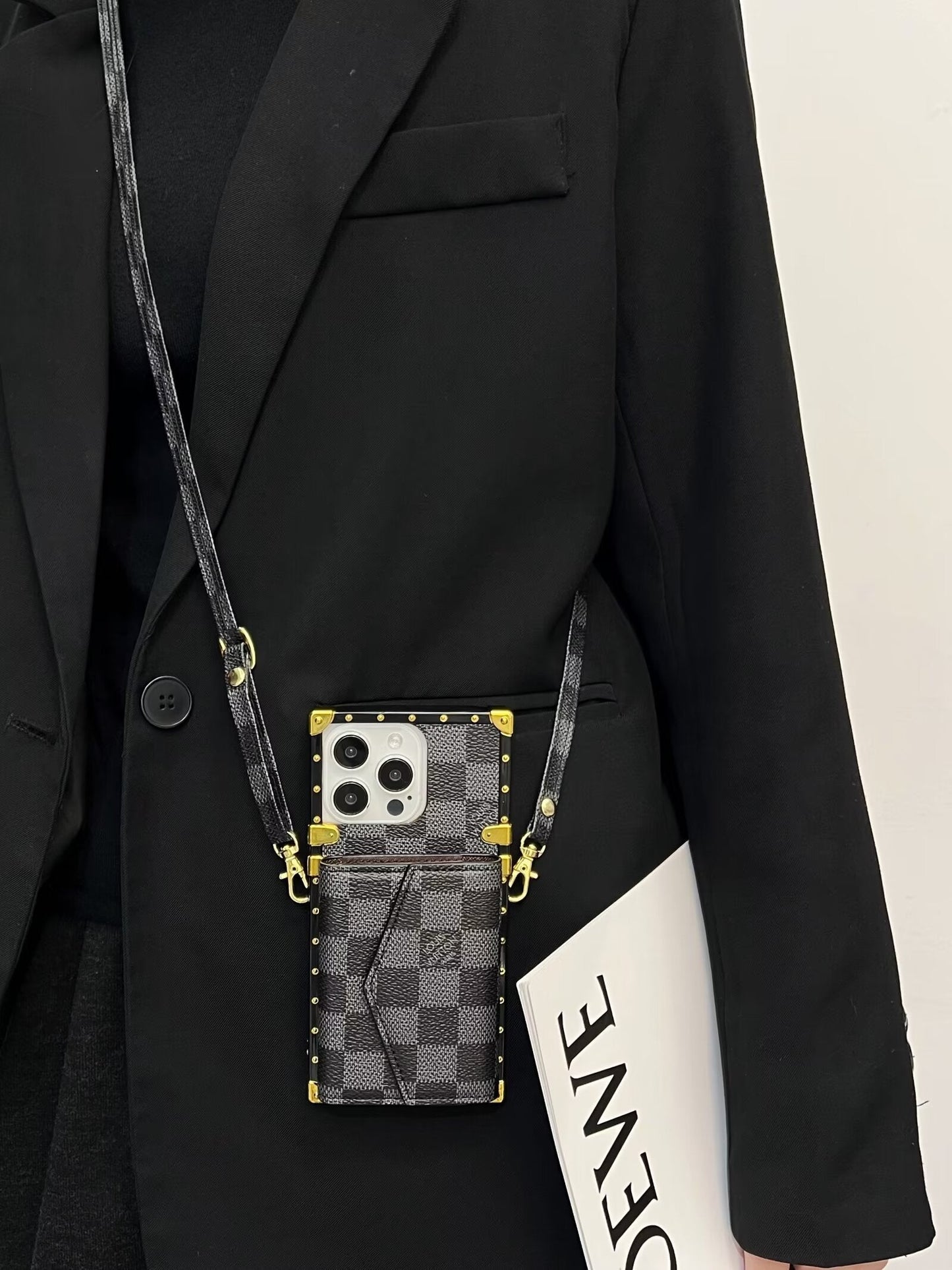 LV LEATHER MONOGRAM IPHONE CASE WITH CARD HOLDER