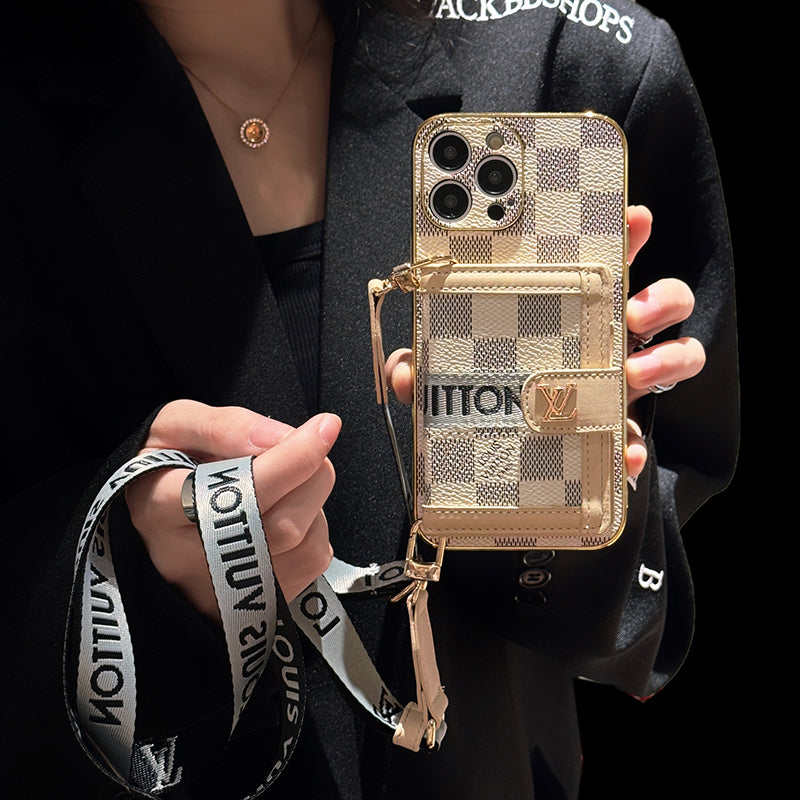 Luxury  LV CASE WITH CHAIN FOR IPHONE 16 15 14