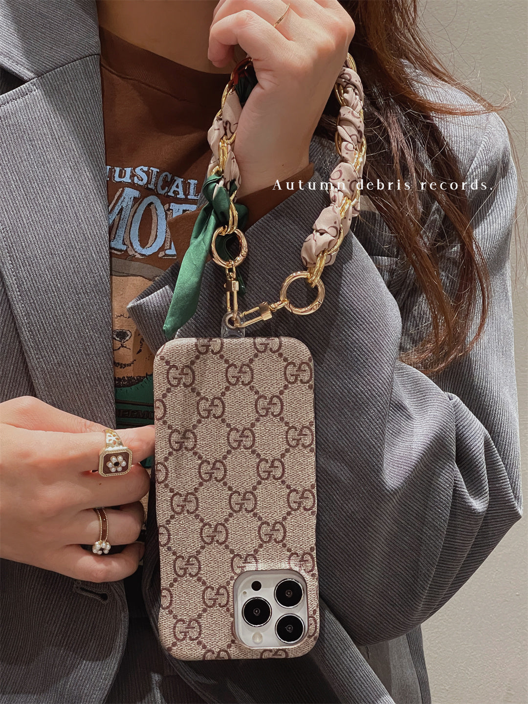 LUXURY LV PHONE CASE WITH HAND STRAP
