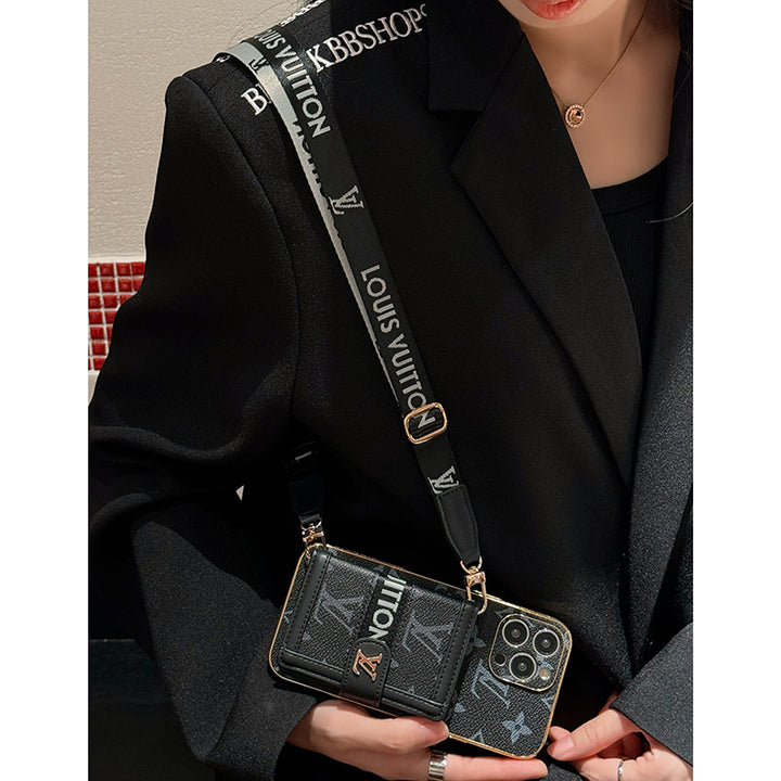 Luxury  LV CASE WITH CHAIN FOR IPHONE 16 15 14