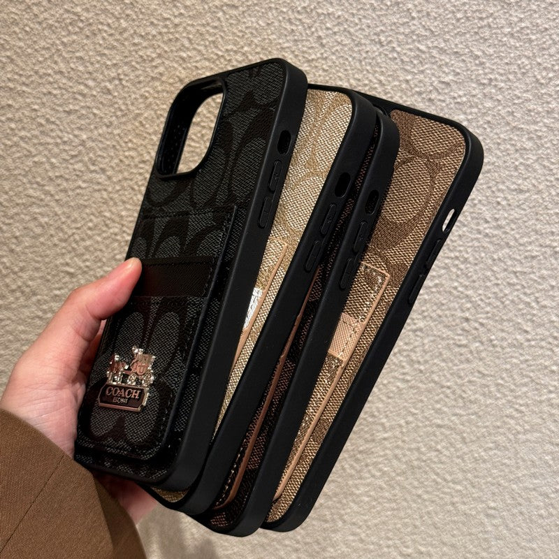 Lux Coach Card Bag Leather iPhone Case Inspired