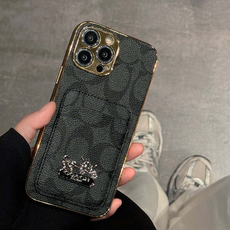 Designer Coach Card Holder Leather iPhone Case