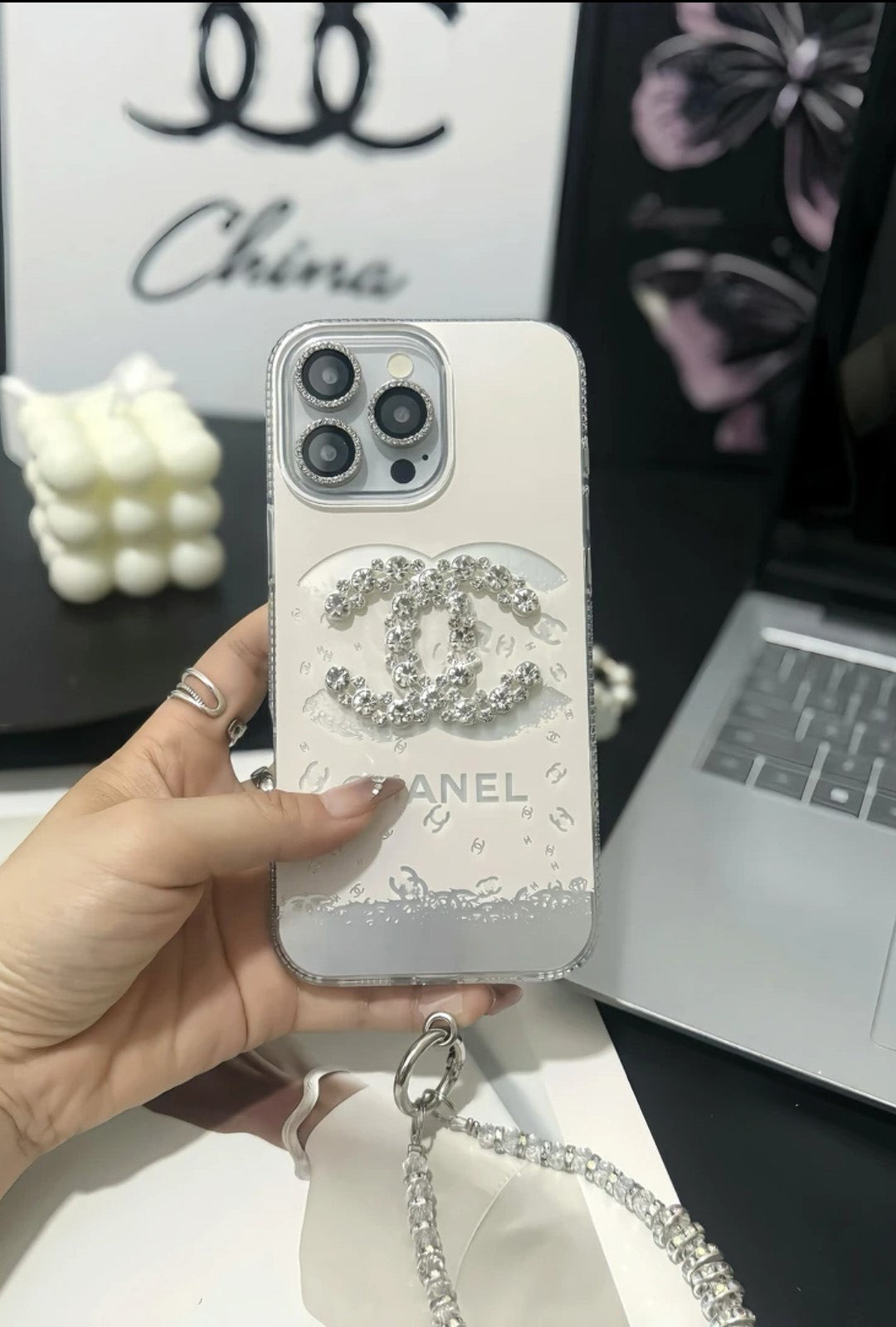 Designer Chanel Lady Crystal iPhone Case