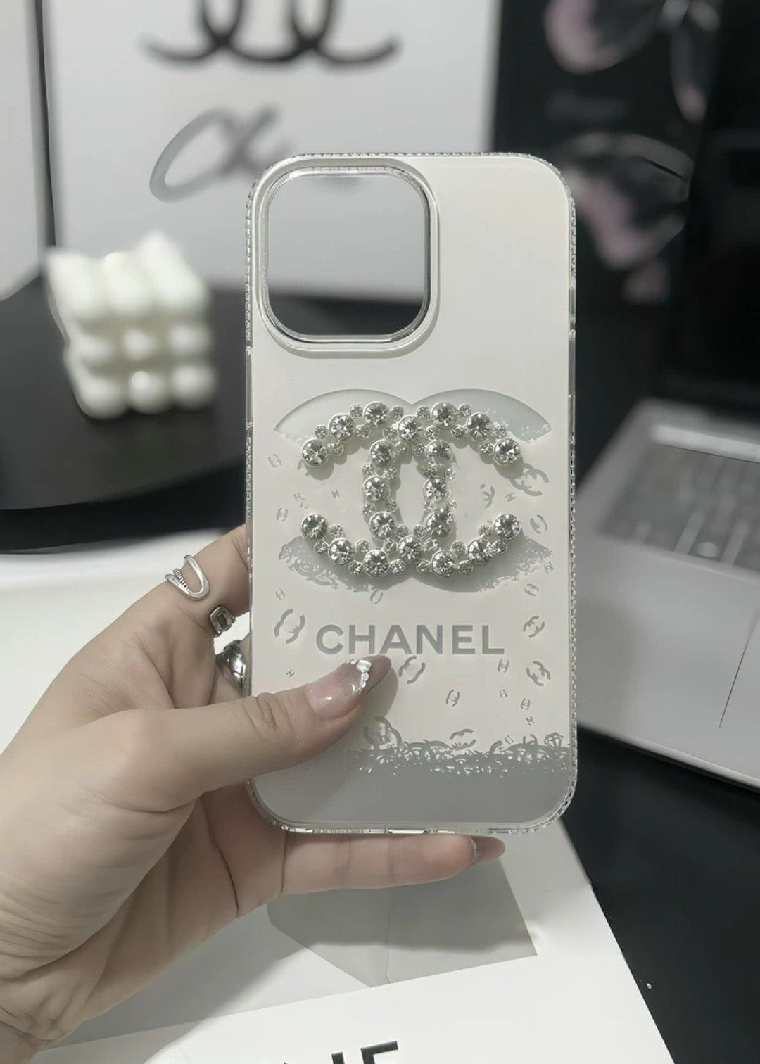 Designer Chanel Lady Crystal iPhone Case
