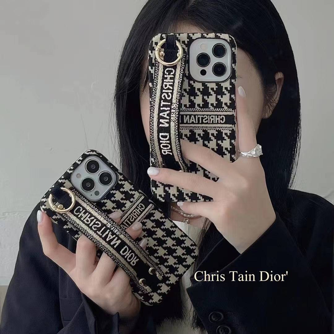 Dior Phone Case with Hand Strap for iPhone