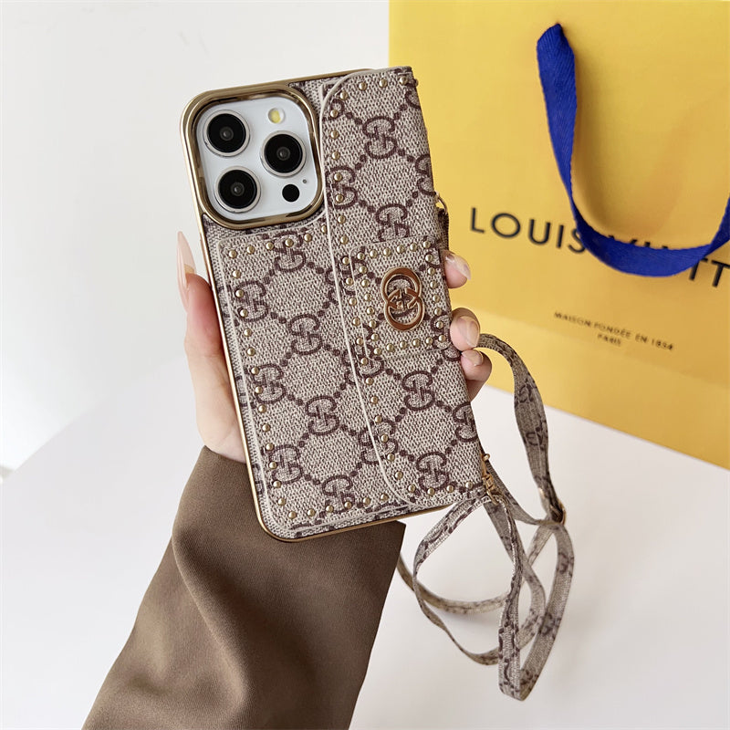 Monogram LV Leather iPhone Case With Strap