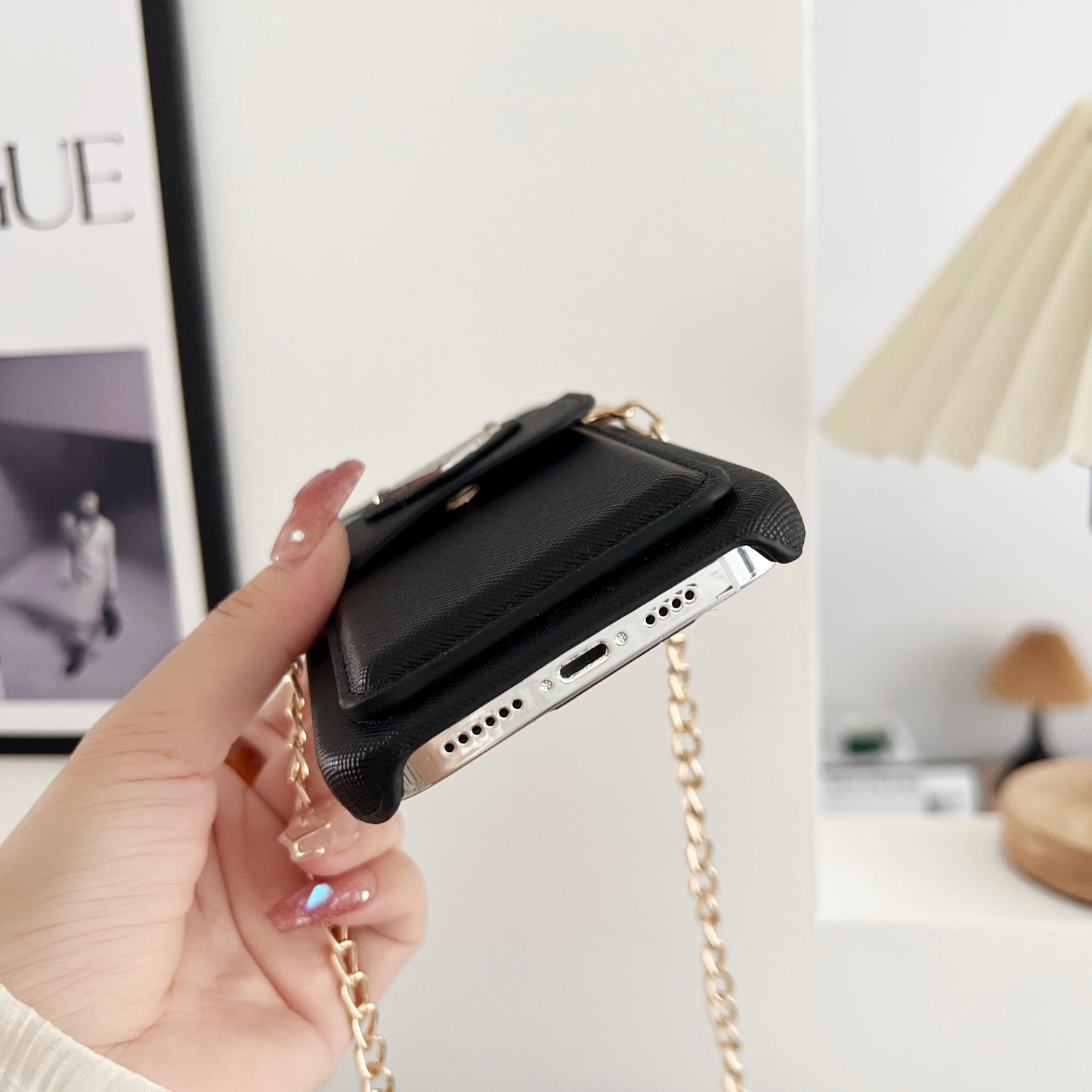 Lux leather Prada iPhone case With Card Holder