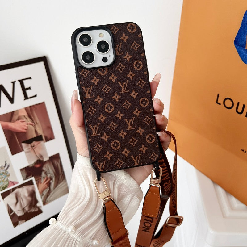 Louis Vuitton IPhone Case Leather With Crossbody Strap