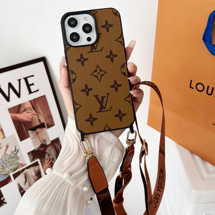 Louis Vuitton IPhone Case Leather With Crossbody Strap