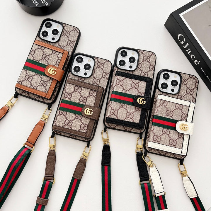 Luxury Gucci iPhone Case With Card Holder And Strap