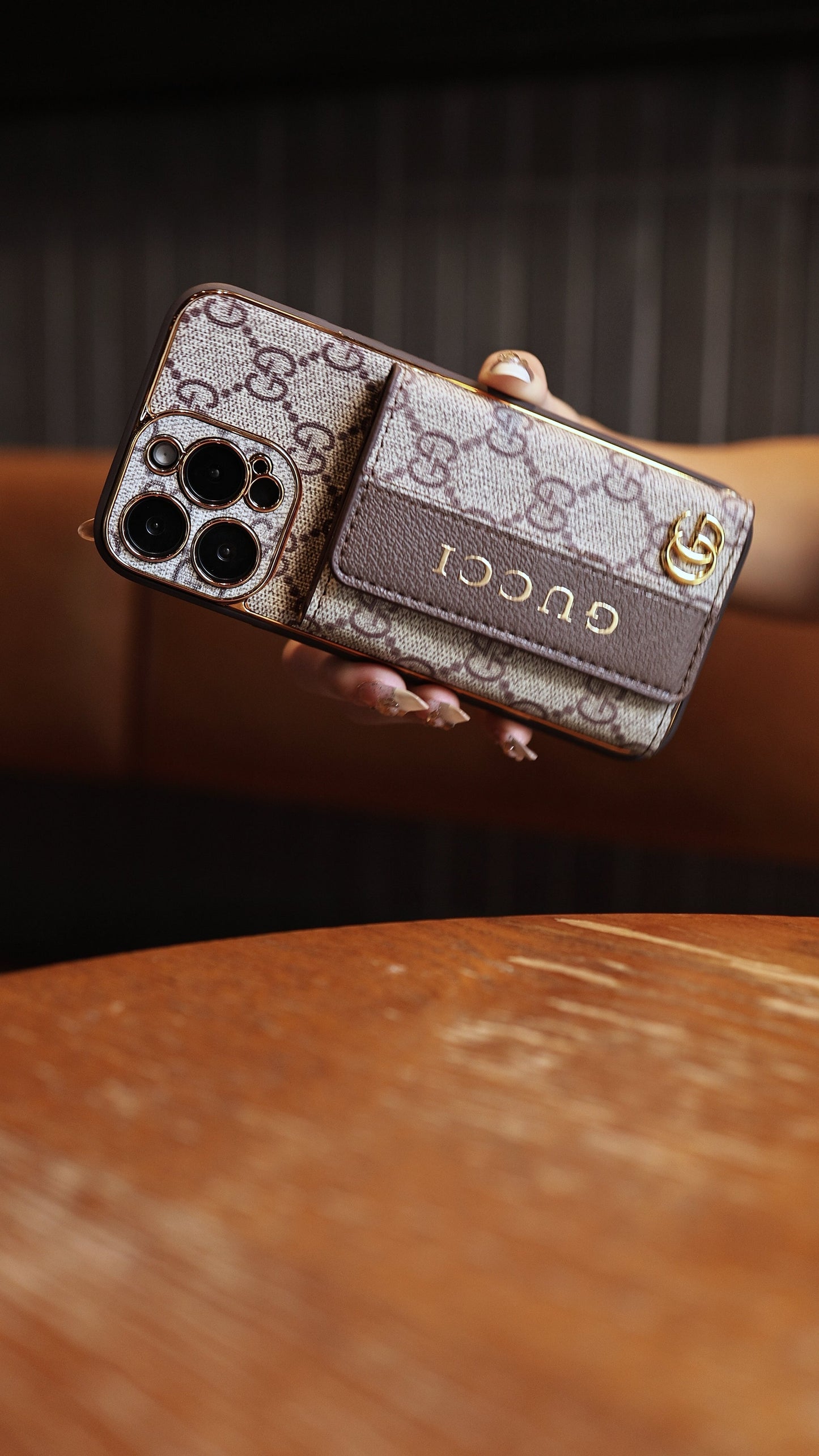 Luxury Gucci Card Holder Phone Case & Starp