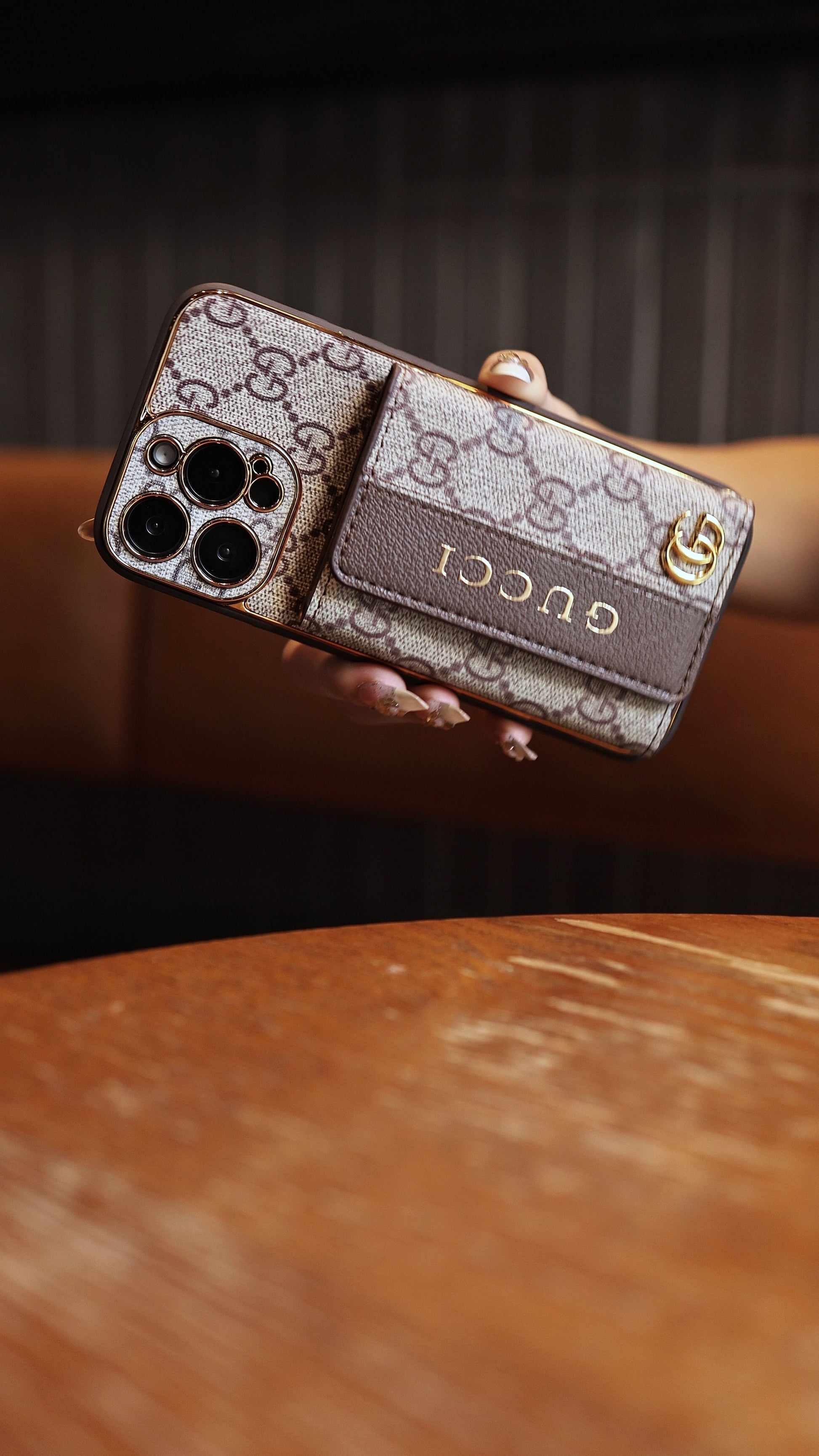 Luxury Gucci Card Holder Phone Case & Starp