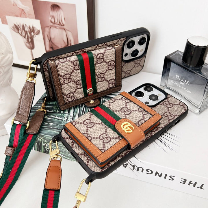Luxury Gucci iPhone Case With Card Holder And Strap
