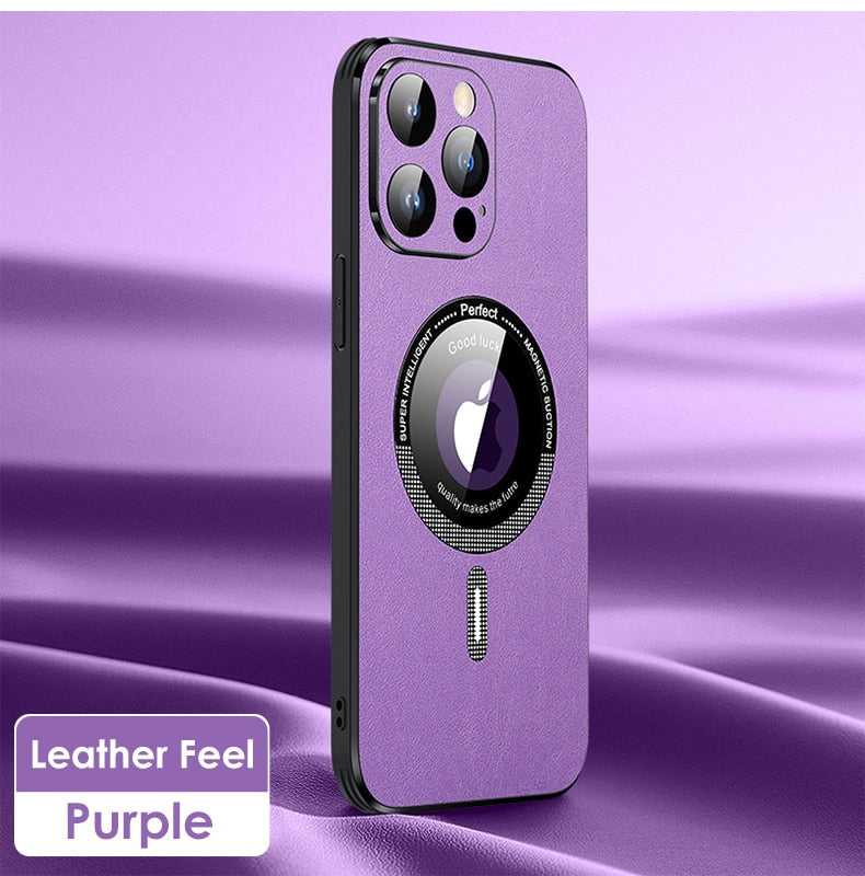 Luxury Leather Phone Case With Lens Film Protection For iPhond 14 13 12