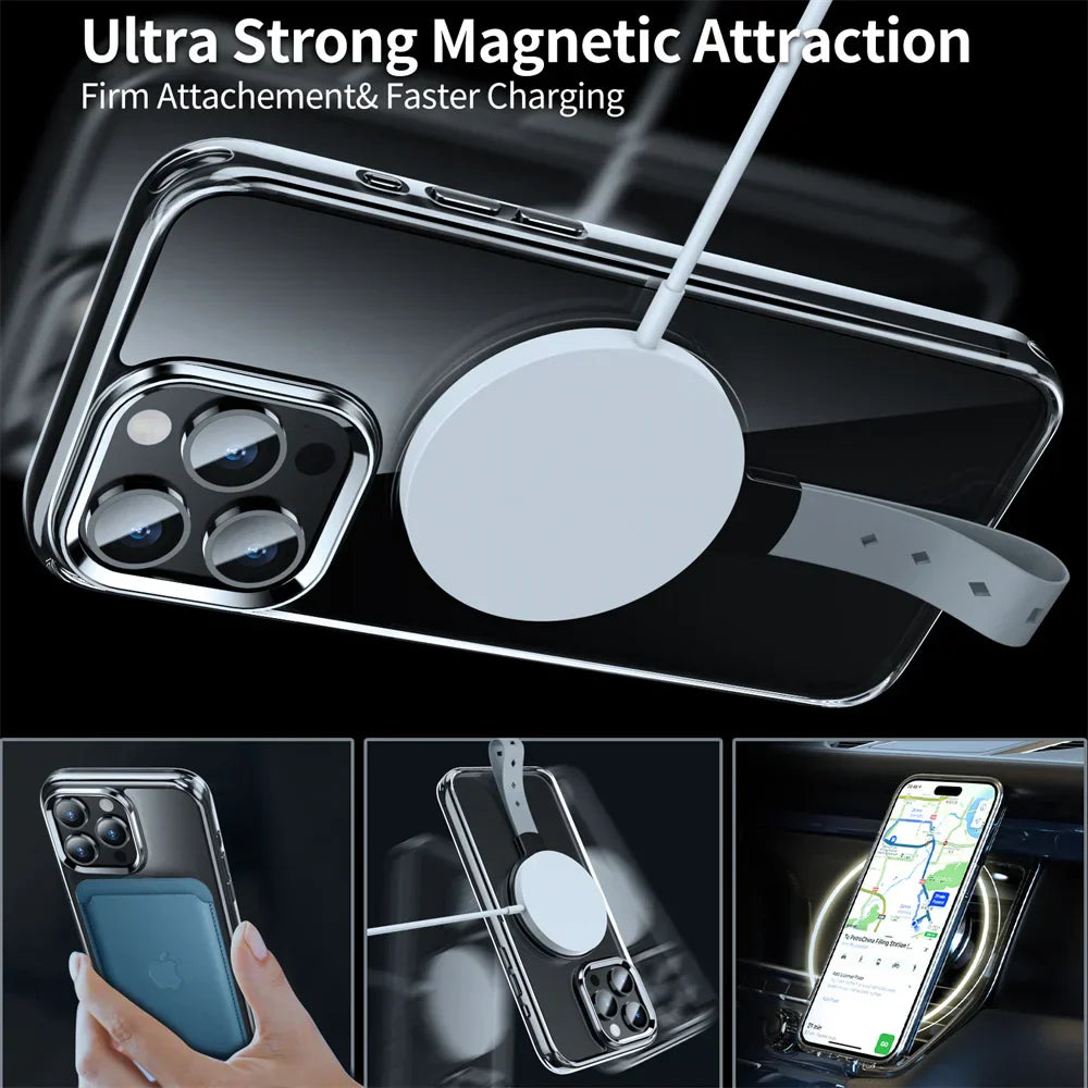 Clear Case with Rotatable Magnetic Grip Ring Holder For iPhone 16 /  15 / 14 / 13 Series