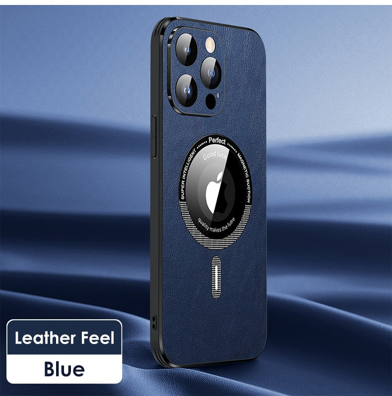 Luxury Leather Phone Case With Lens Film Protection For iPhond 14 13 12