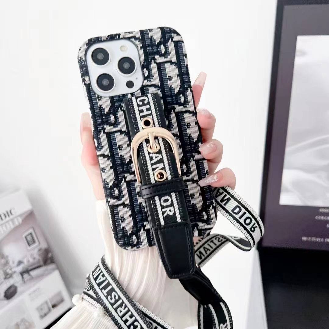 Inspired Lady Dior Phone Case With Lanyard For iPhone