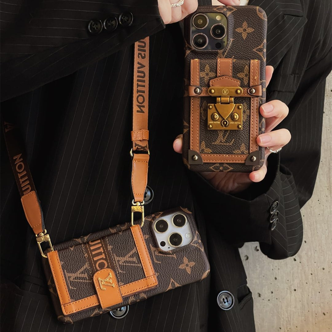 Canvas Louis Vuitton Crossbody iPhone Case With Card Holder