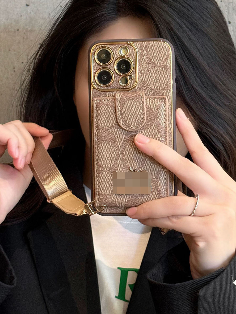 Coach IPhone Case With Card Holder and strap