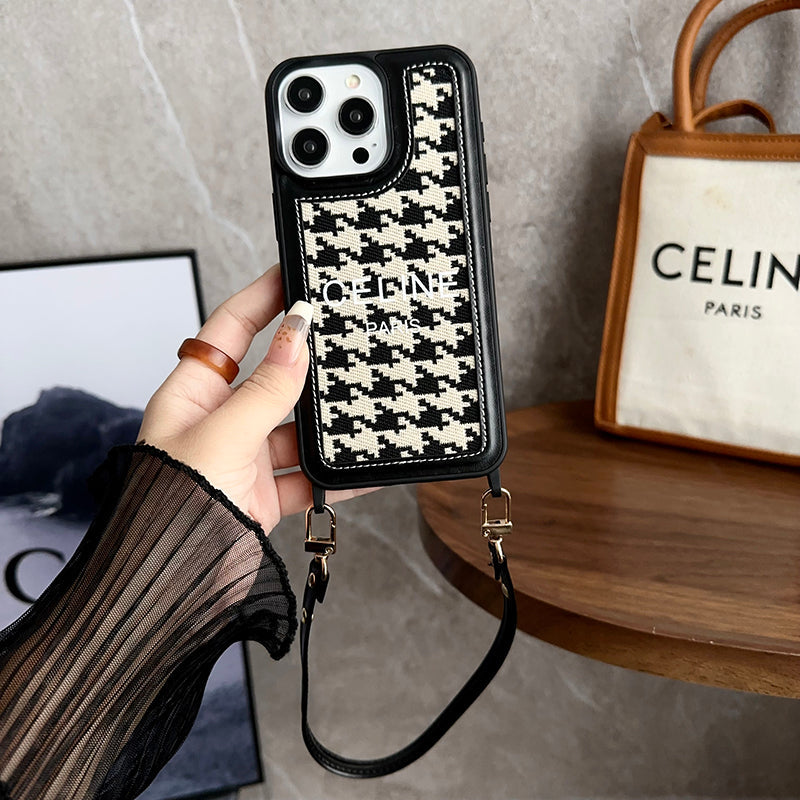 Celine Leather IPhone Case with Wrist Strap