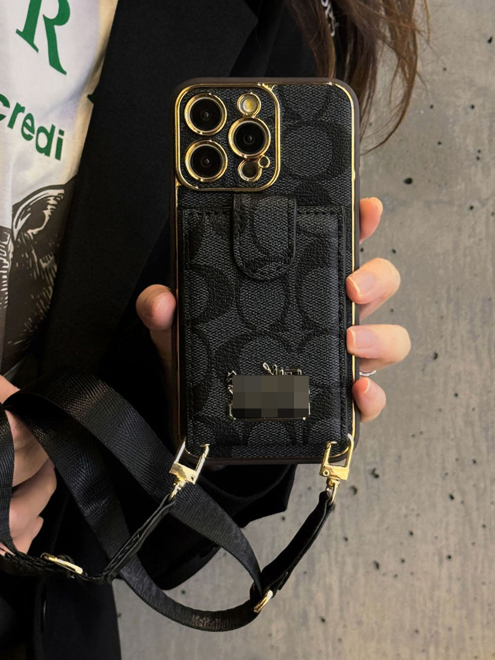 Coach IPhone Case With Card Holder and strap