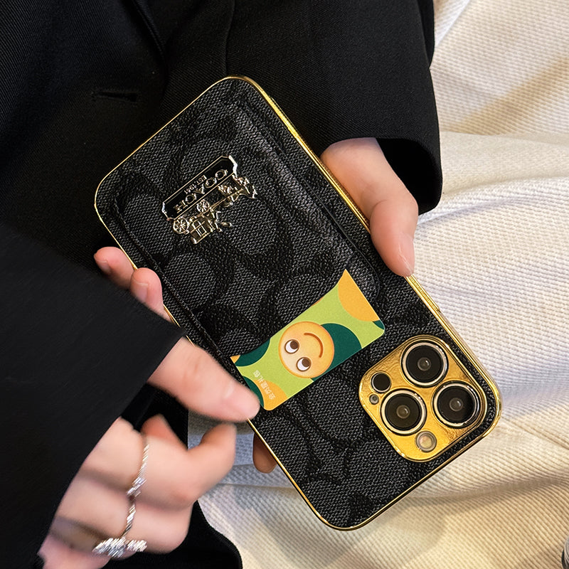 Designer Coach Card Holder Leather iPhone Case