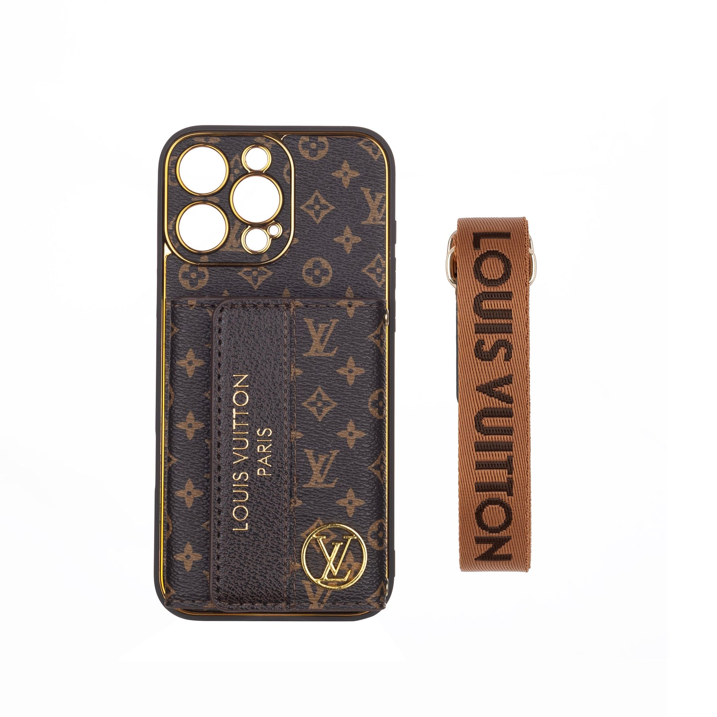 Luxury Leather gucci iPhone Case with Card Holder & Strap