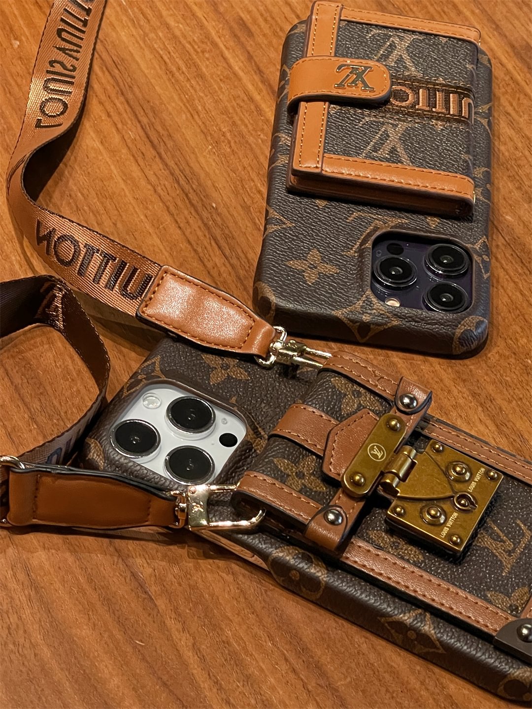 Canvas Louis Vuitton Crossbody iPhone Case With Card Holder