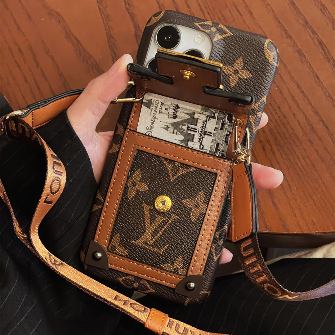 Canvas Louis Vuitton Crossbody iPhone Case With Card Holder