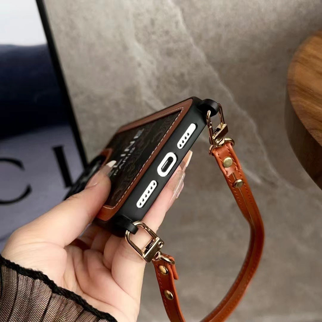 Designer Black Celine iPhone Case With Strap-SZ231124 Inspired